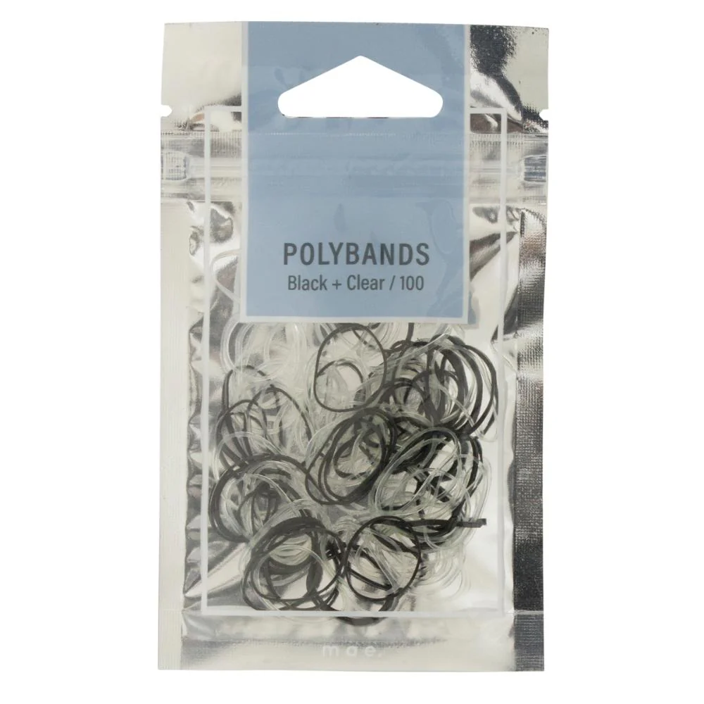 Adorn by Mae ElasticS Polybands Black & Clear 100s