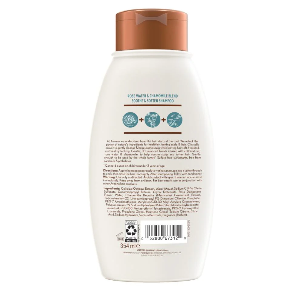 Aveeno Rose Water & Chamomile Shampoo 354ml - Image 2