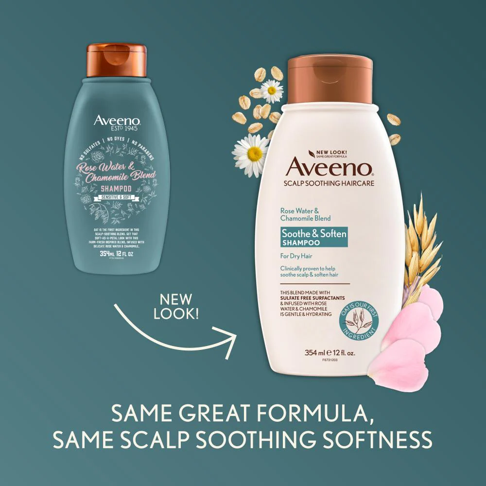 Aveeno Rose Water & Chamomile Shampoo 354ml - Image 3