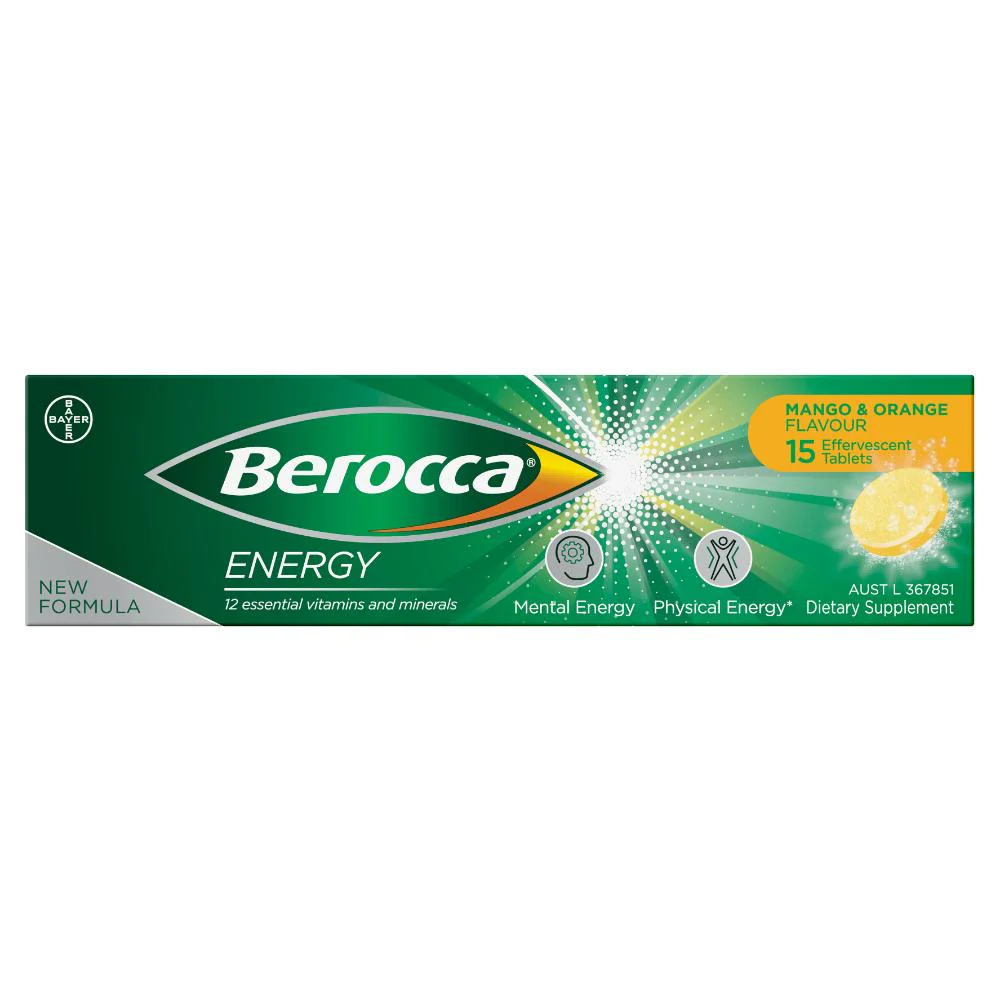 Berocca Energy Mango & Orange Effervescent Tablets 15s - Image 2