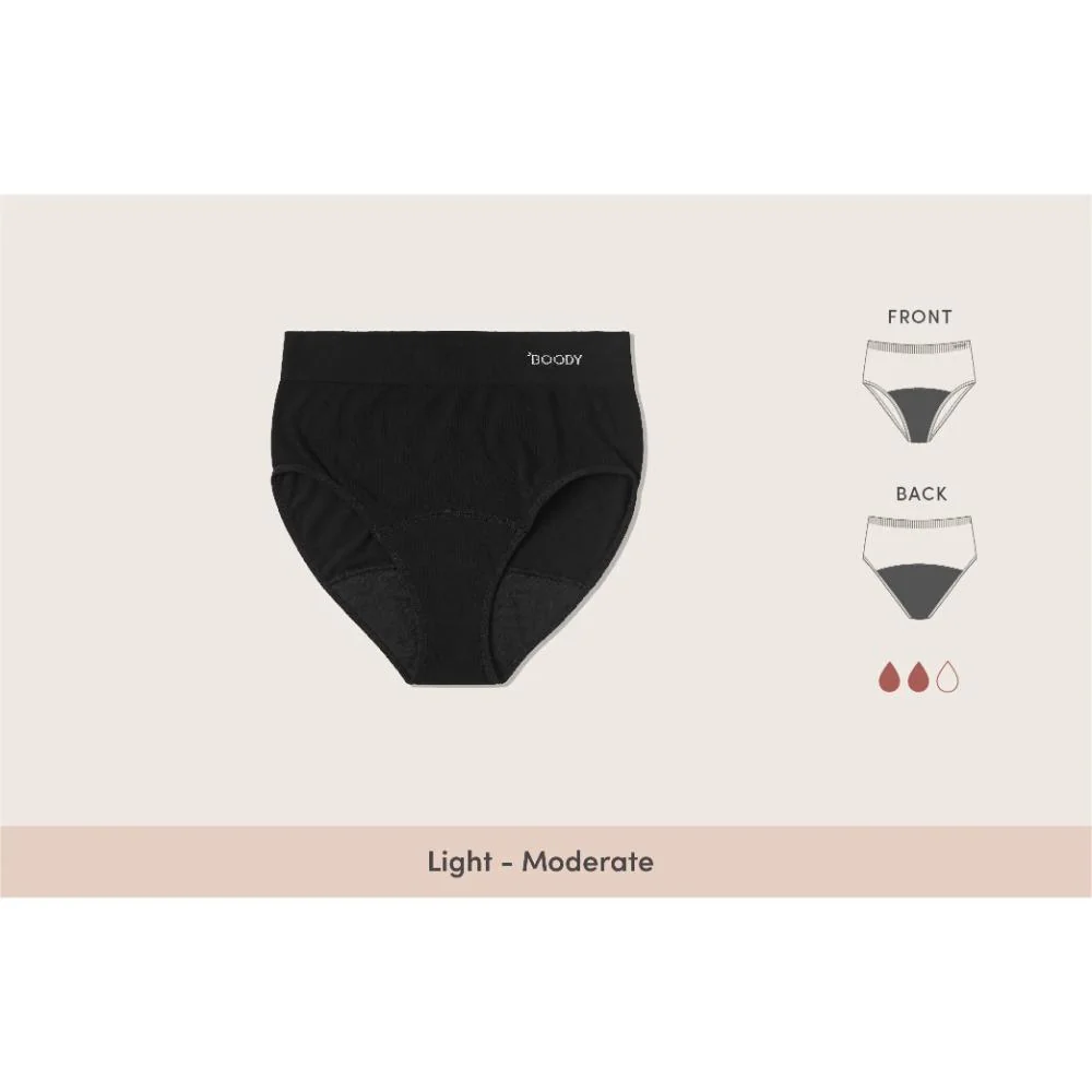 Boody Womens Period Full Brief Light - Moderate XS Black - Image 3
