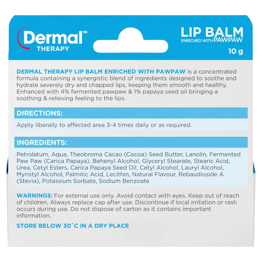 Dermal Therapy Lip Balm Pawpaw 10g - Image 3