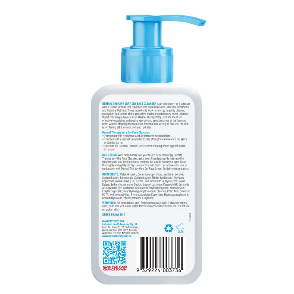 Dermal Therapy Very Dry Face Cleanser 175ml - Image 2