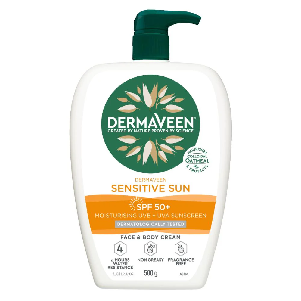 DermaVeen Sensitive Sun SPF50+ Moisturising Face & Body Sunscreen 500g - Image 3