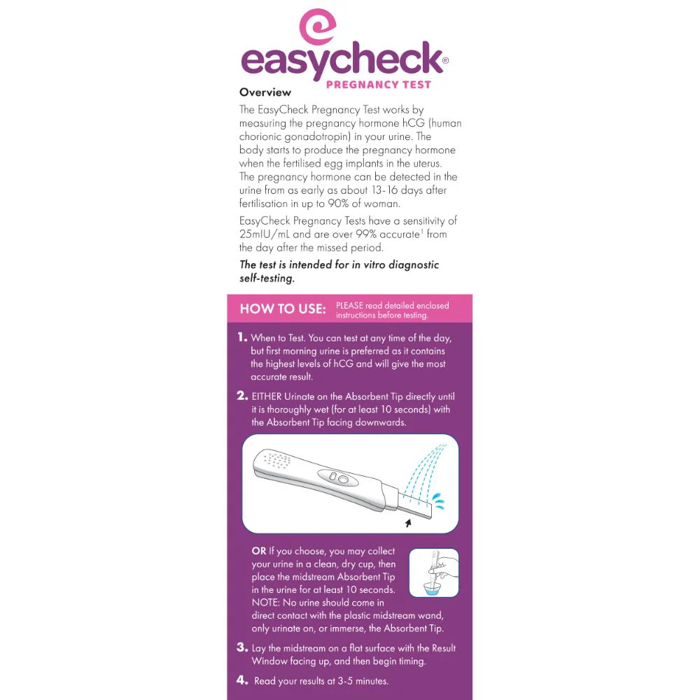 EasyCheck Pregnancy Test Midstream 3s - Image 7