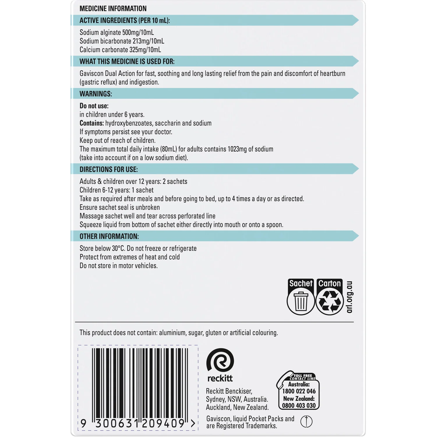 Gaviscon Dual Action Liquid Peppermint Sachet 10ml 24s - Image 7
