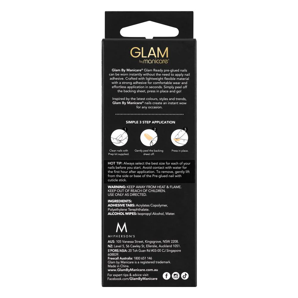 Glam by Manicare Glam Ready Pre-Glued Nails La Petite French 30pcs - Image 2