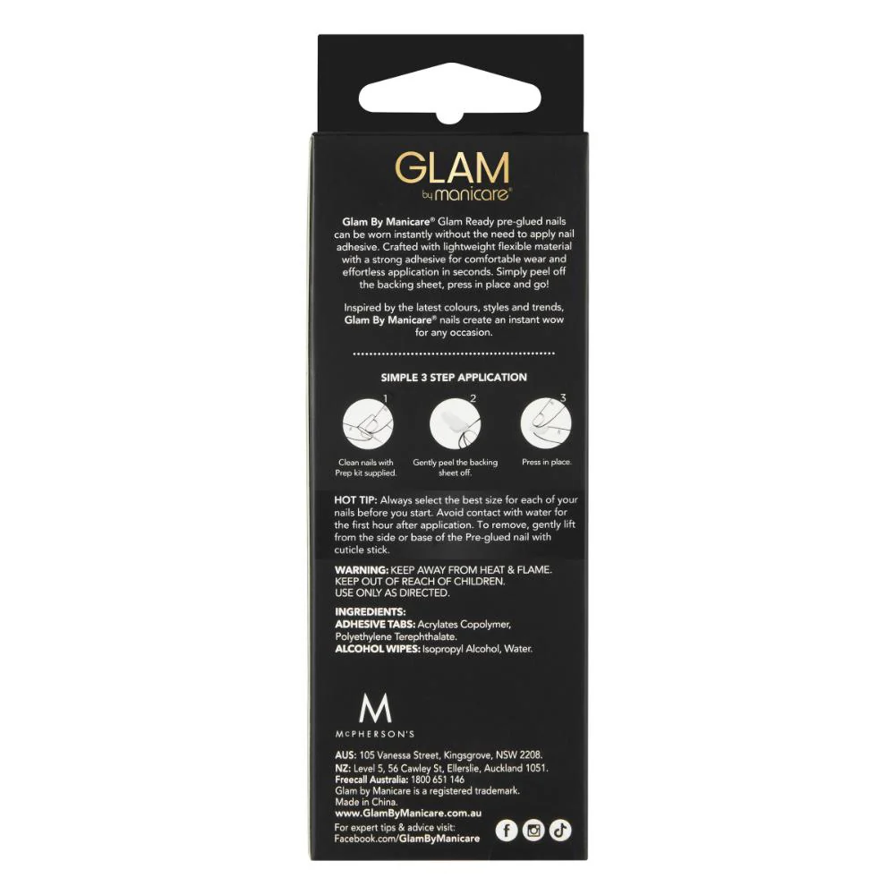 Glam by Manicare Glam Ready Pre-Glued Nails My Snow Bunny 30s - Image 2