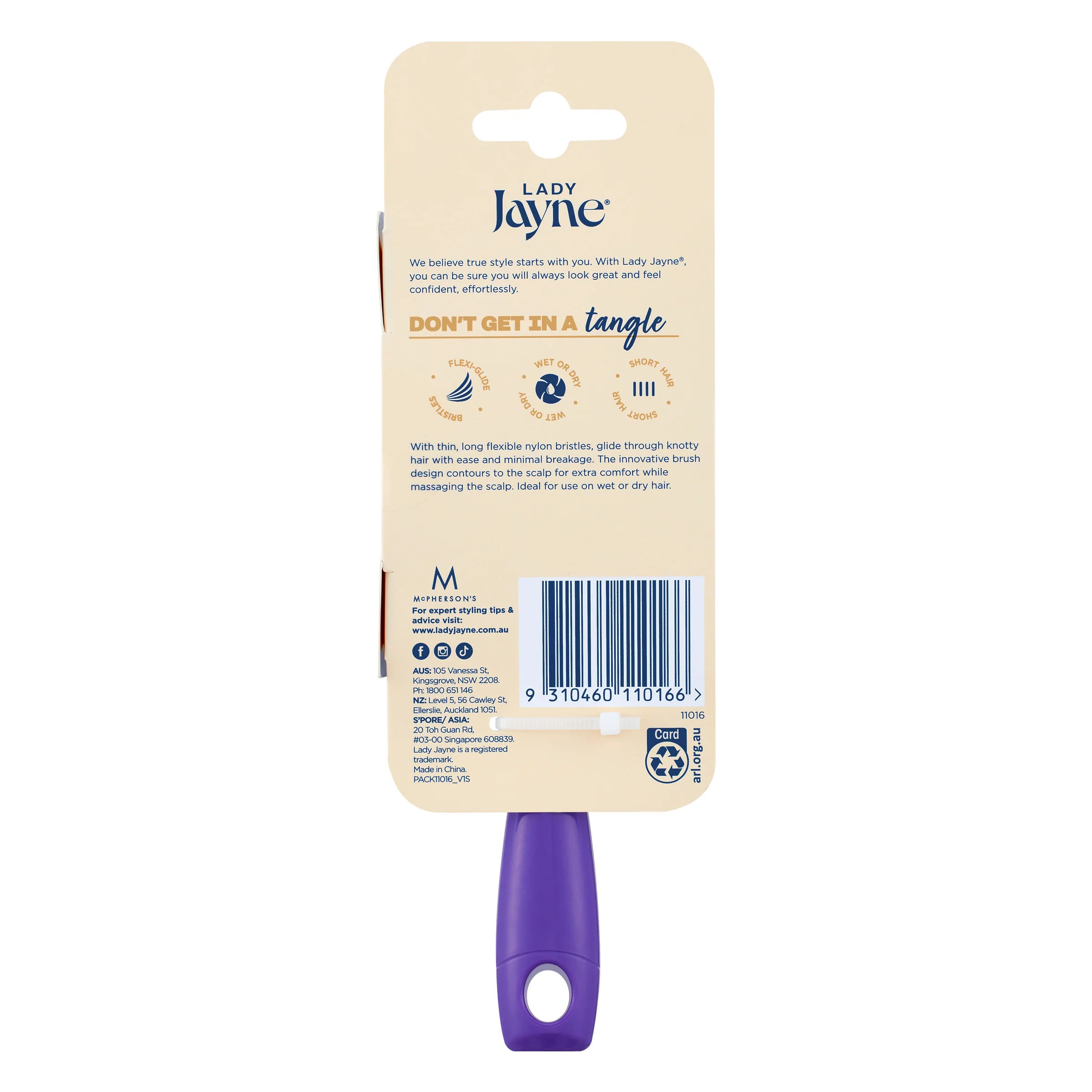 Lady Jayne Flexi Glide Purse Size Brush Purple - Image 5