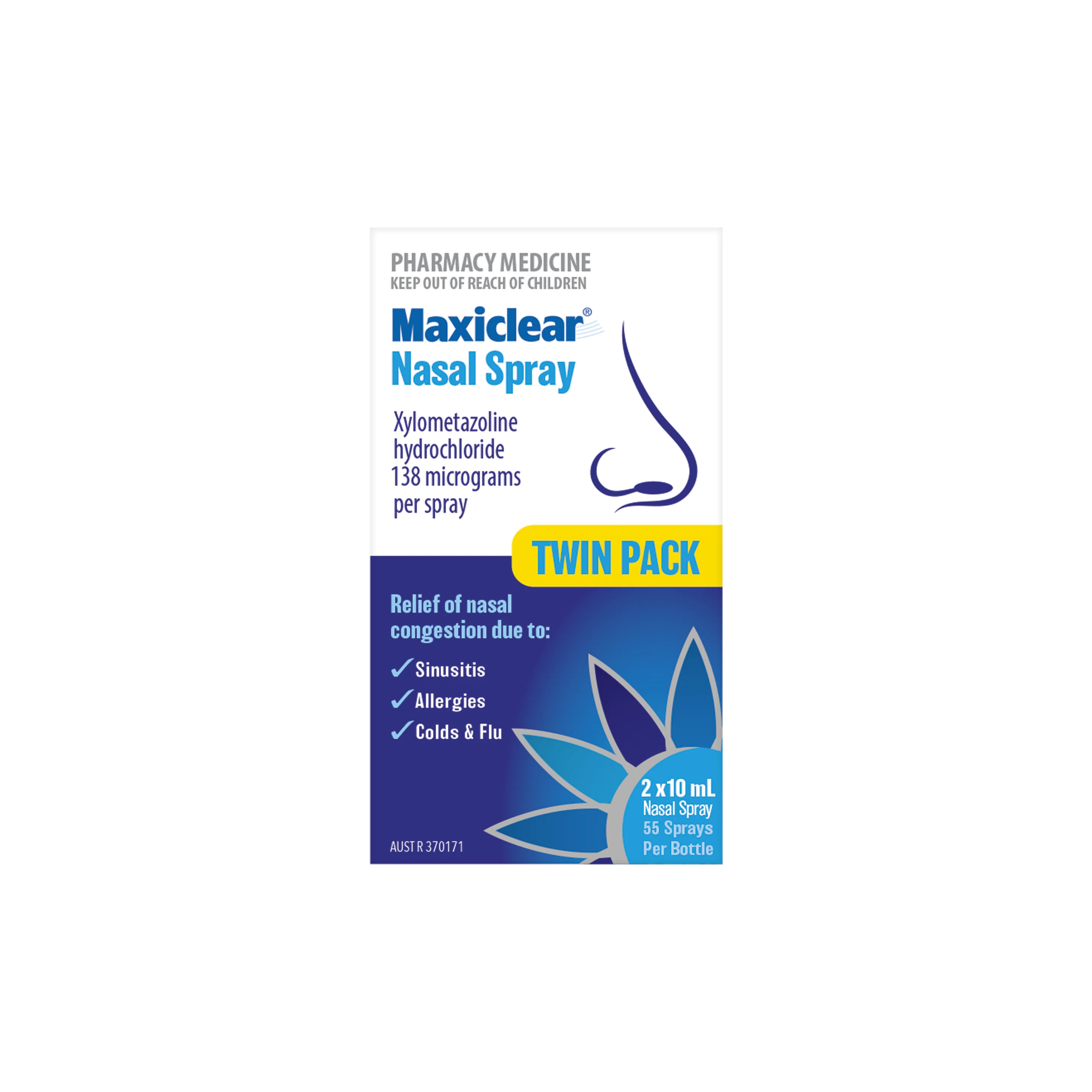 Maxiclear Xylometazoline Nasal Spray10mL Twinpack 2pk