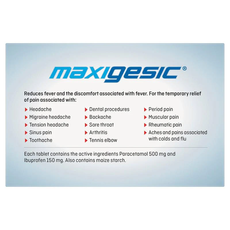 Maxigesic Pain Relief Tablets 100s - Image 8