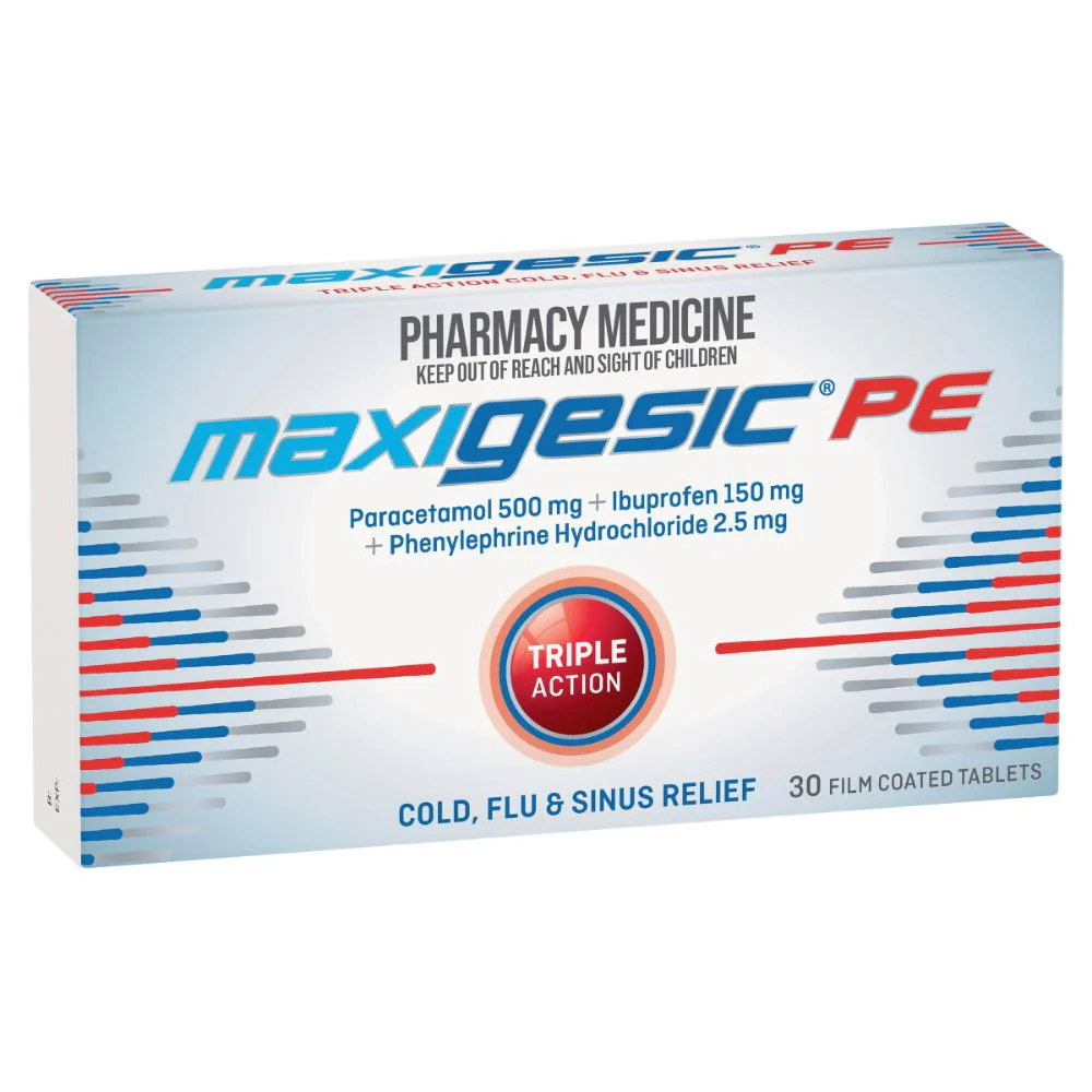 Maxigesic PE Cold Flu & Sinus Relief Tablets 30s - Image 2