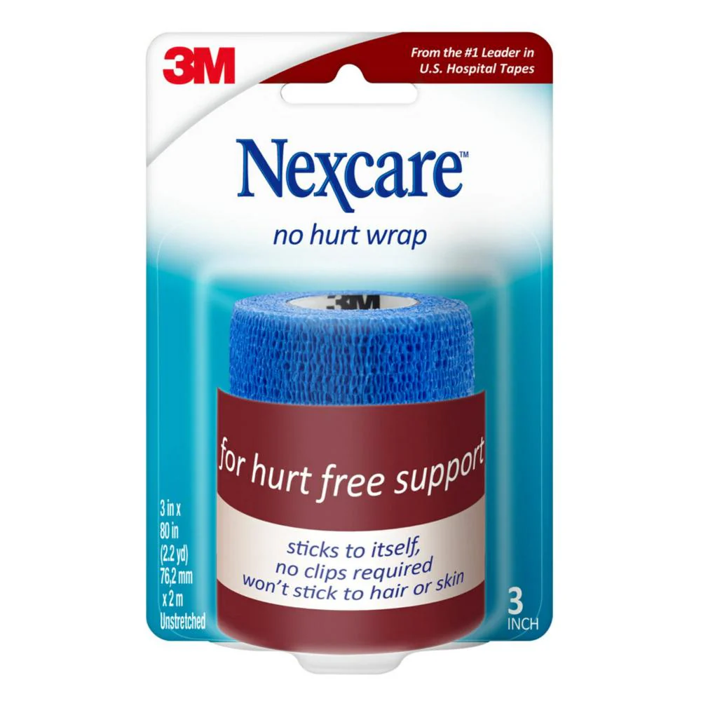 Nexcare No Hurt Wrap 75mm x 2m Blue