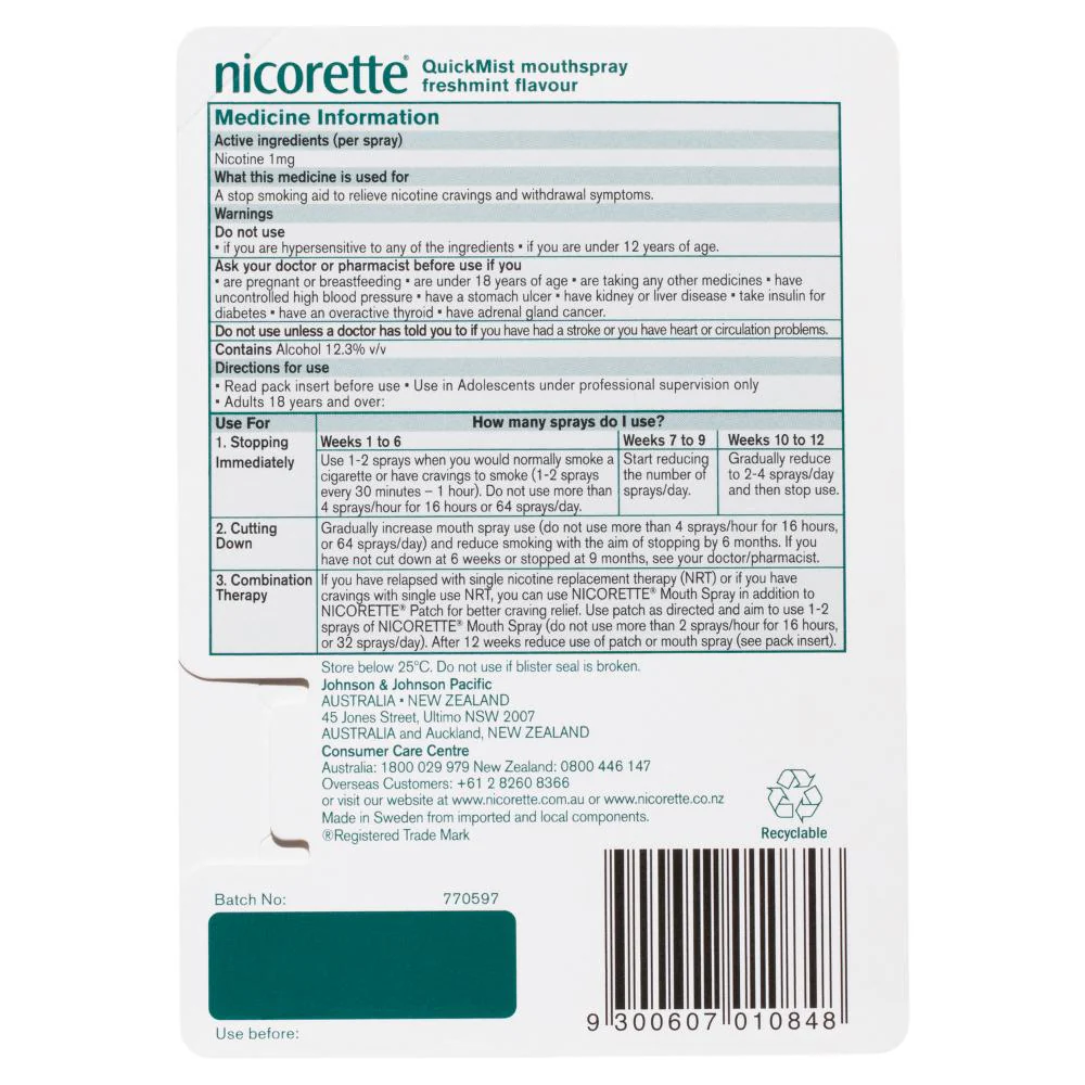 Nicorette QuickMist M/Spray 150pk - Image 2