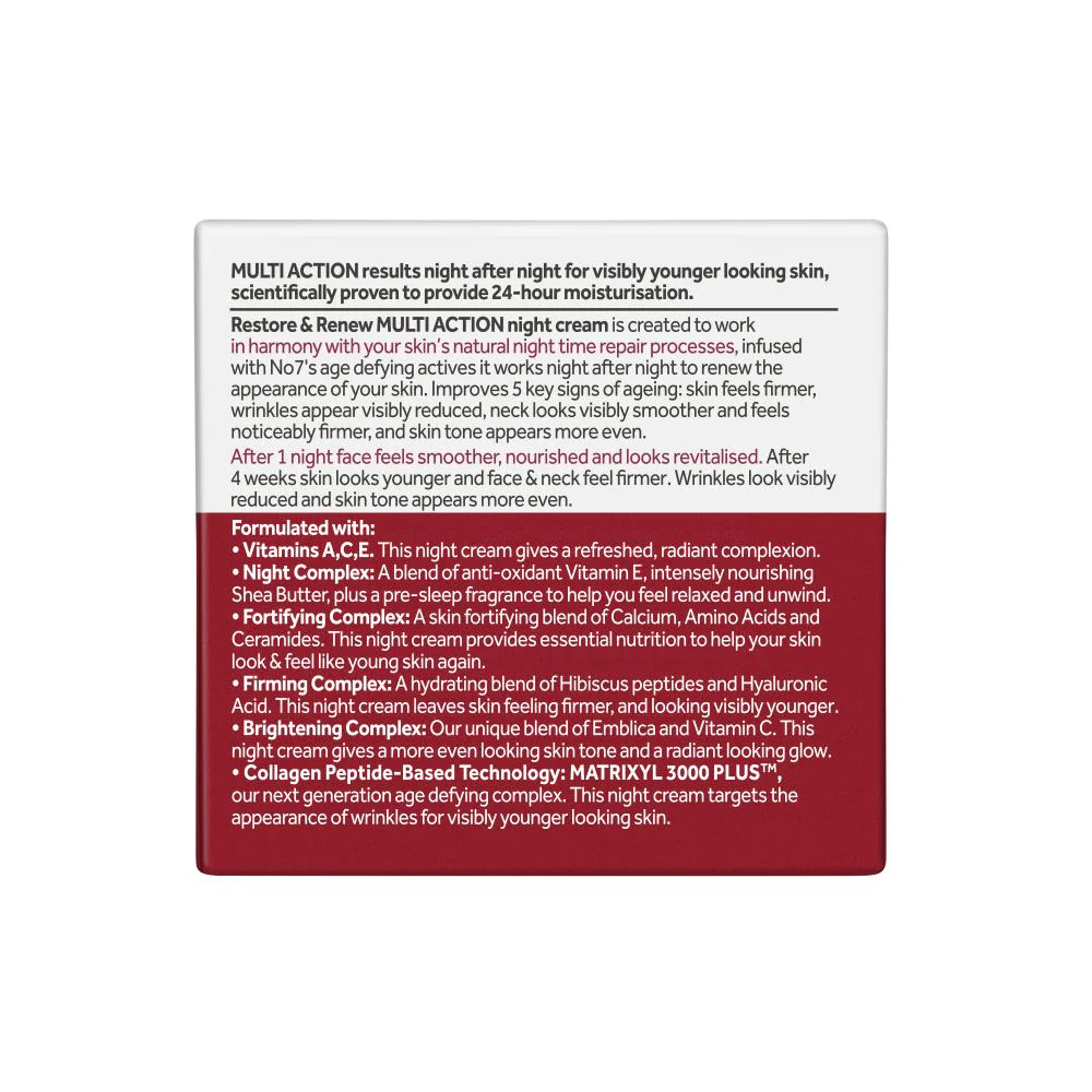 No7 Restore & Renew Face & Neck Multi Action Night Cream 50ml - Image 13