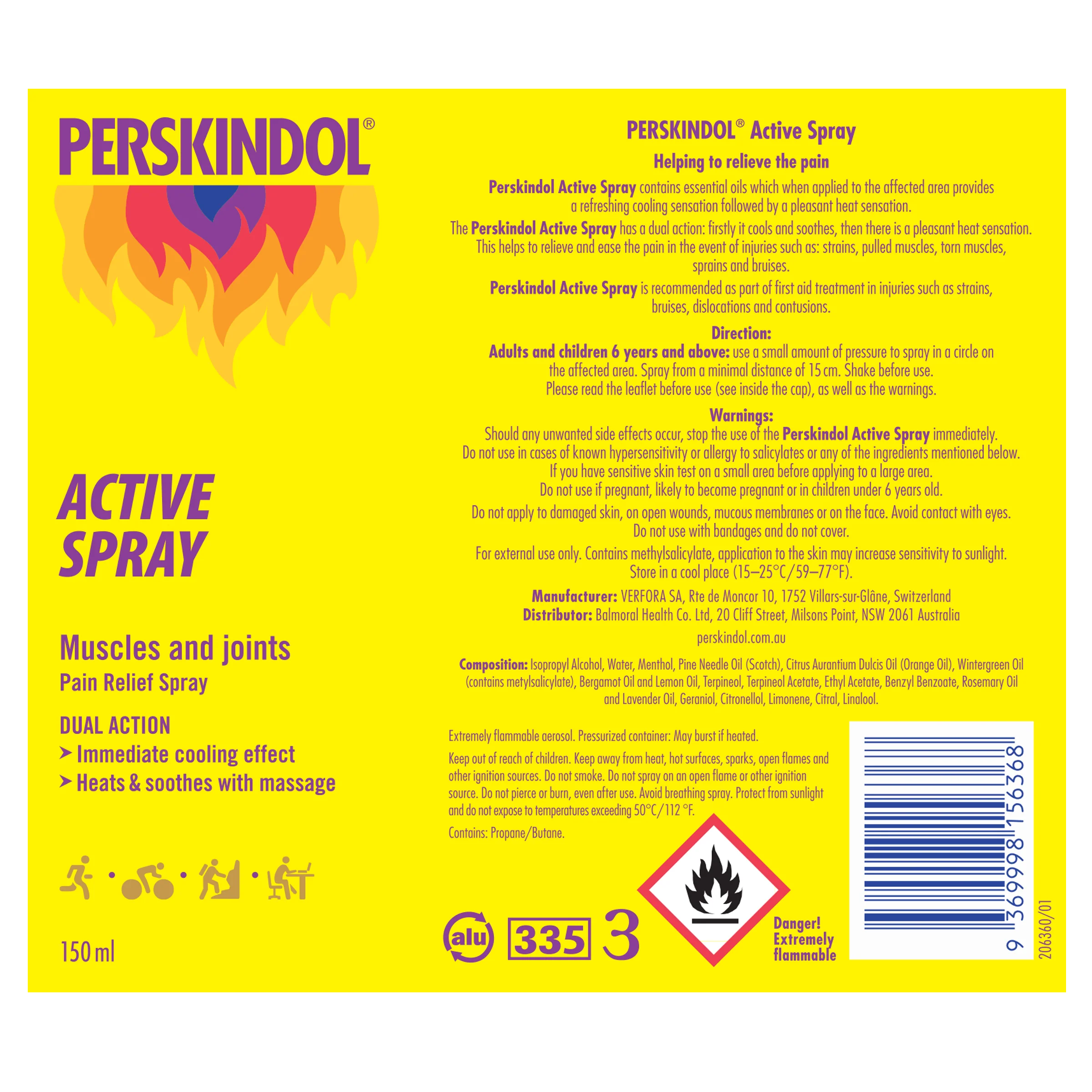 Perskindol Active Spray 150ml - Image 3
