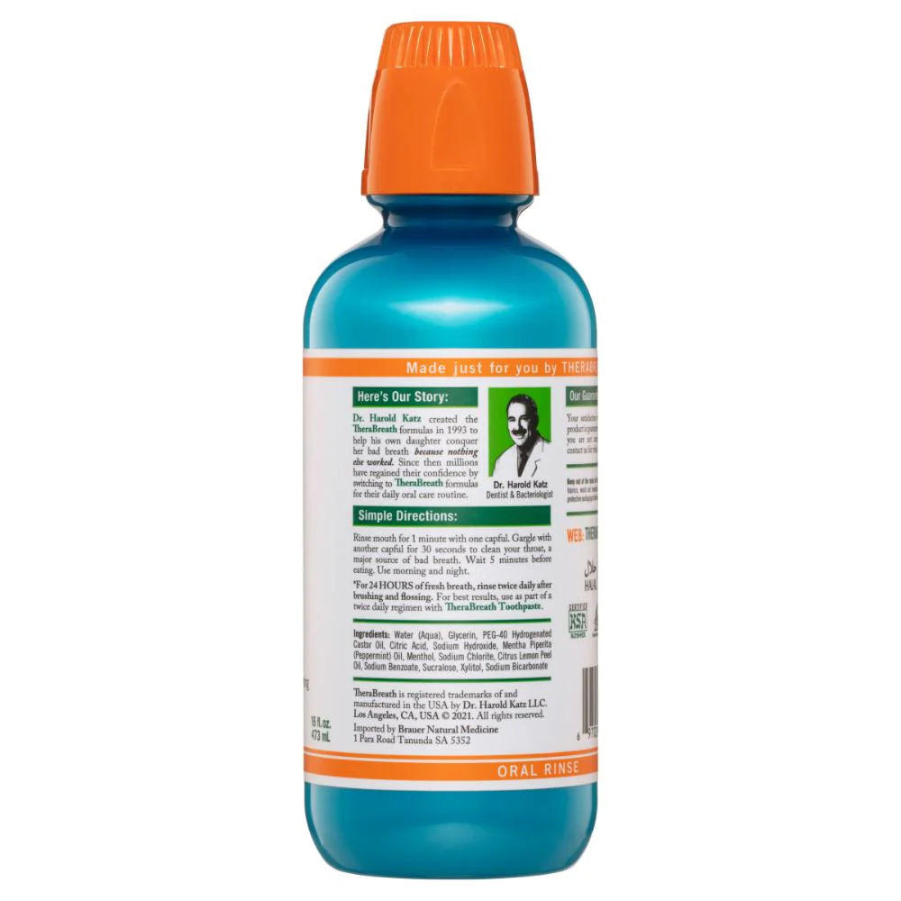 Therabreath Fresh Breath Oral Rinse Icy Mint 473ml - Image 2