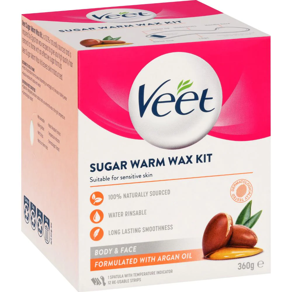 Veet Hair Removal Sugar Warm Wax Kit with Argan Oil 360g - Image 2
