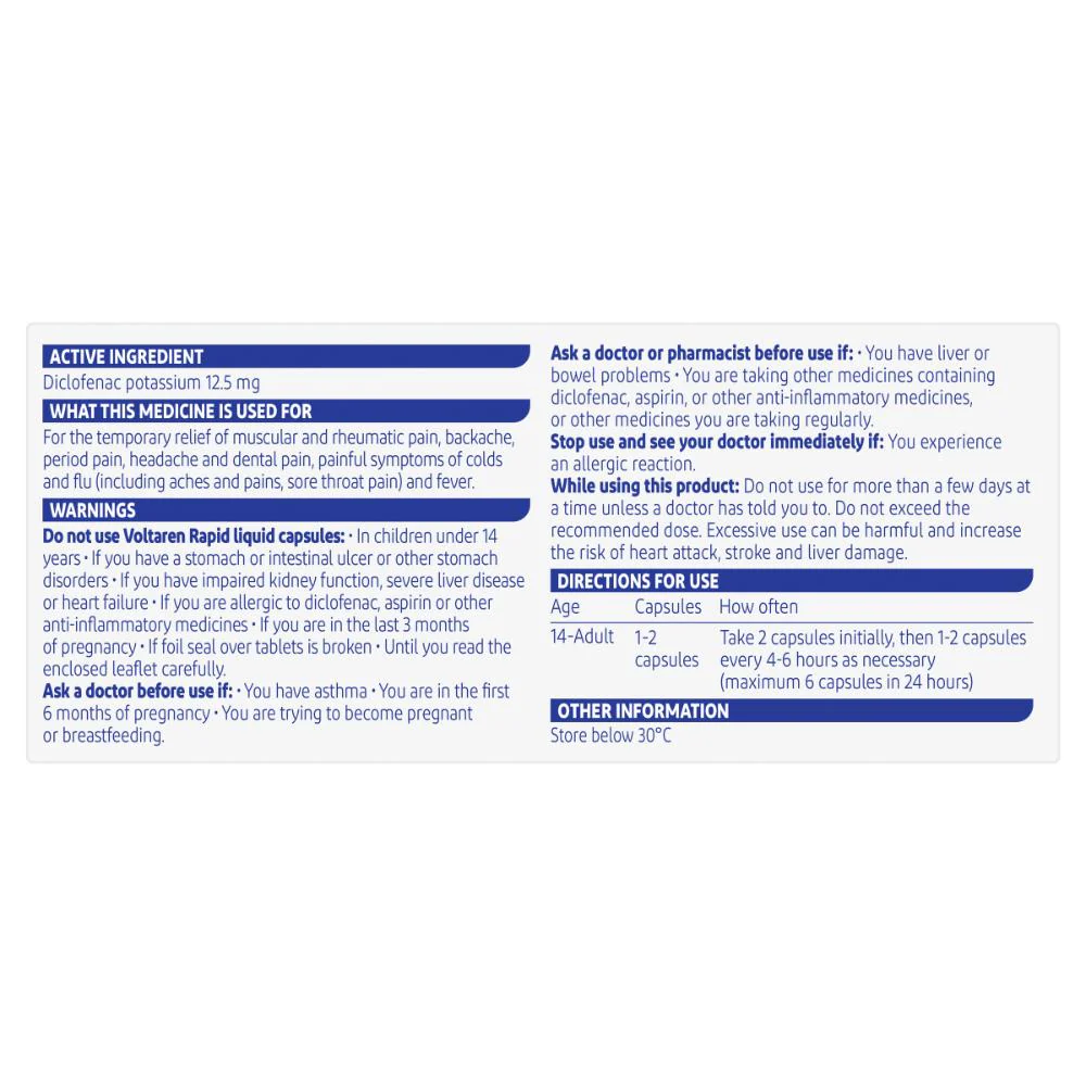 Voltaren Rapid Liquid Caps 12.5mg 20s - Image 4